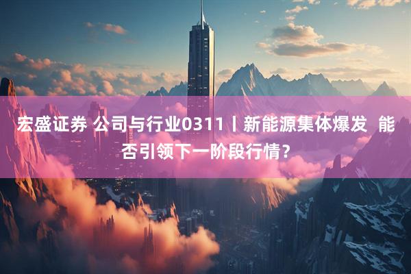 宏盛证券 公司与行业0311丨新能源集体爆发  能否引领下一阶段行情？