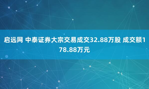启远网 中泰证券大宗交易成交32.88万股 成交额178.88万元
