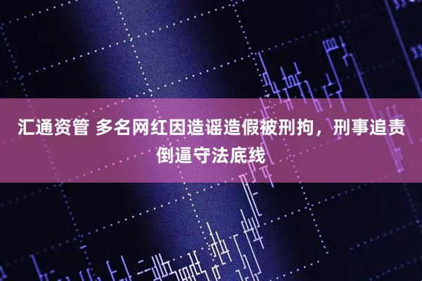 汇通资管 多名网红因造谣造假被刑拘，刑事追责倒逼守法底线